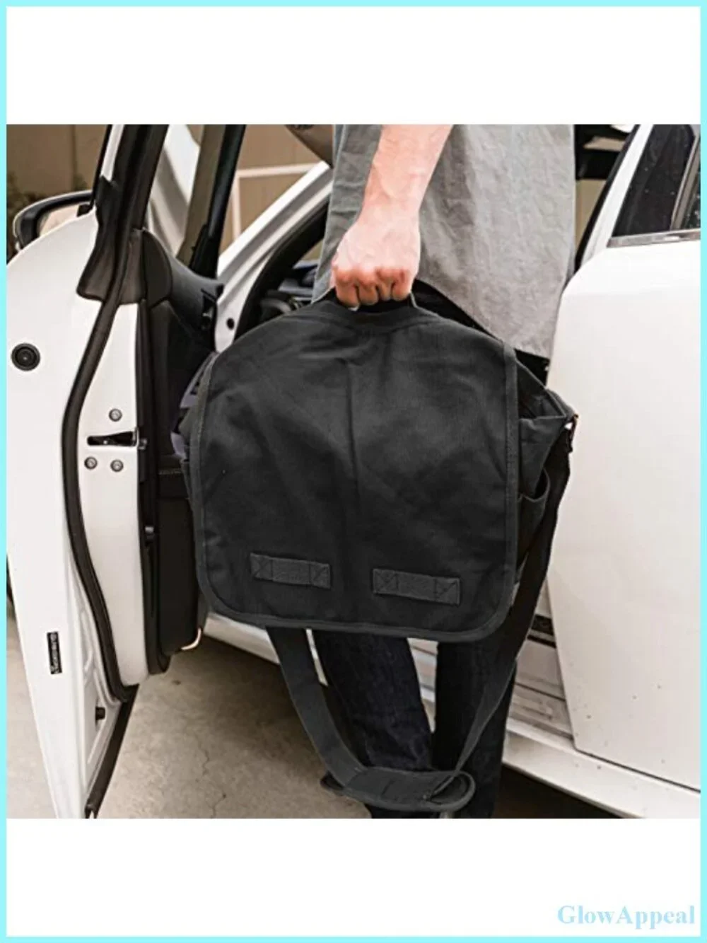 Heavyweight Cotton Canvas Messenger Bag Adjustable Shoulder Strap